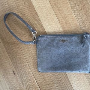 Cole Haan silver leather wristlet